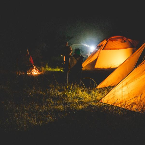 Enjoy a campfire at night